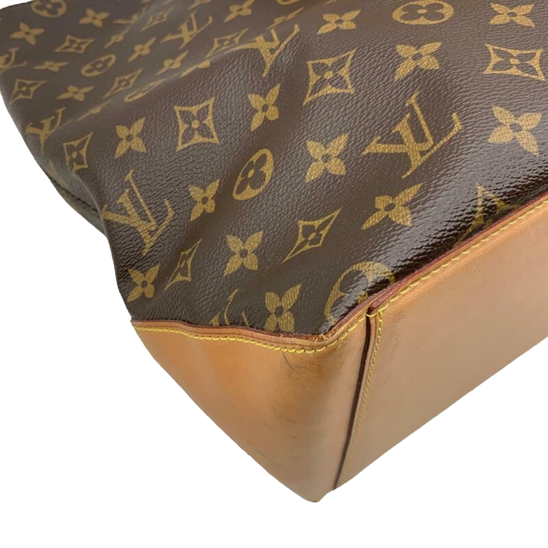 Louis Vuitton Cabas Mezzo Women's Authentic Custom Painted Handbag Dual Top Handles Brown, Yellow Luxury Monogram Canvas