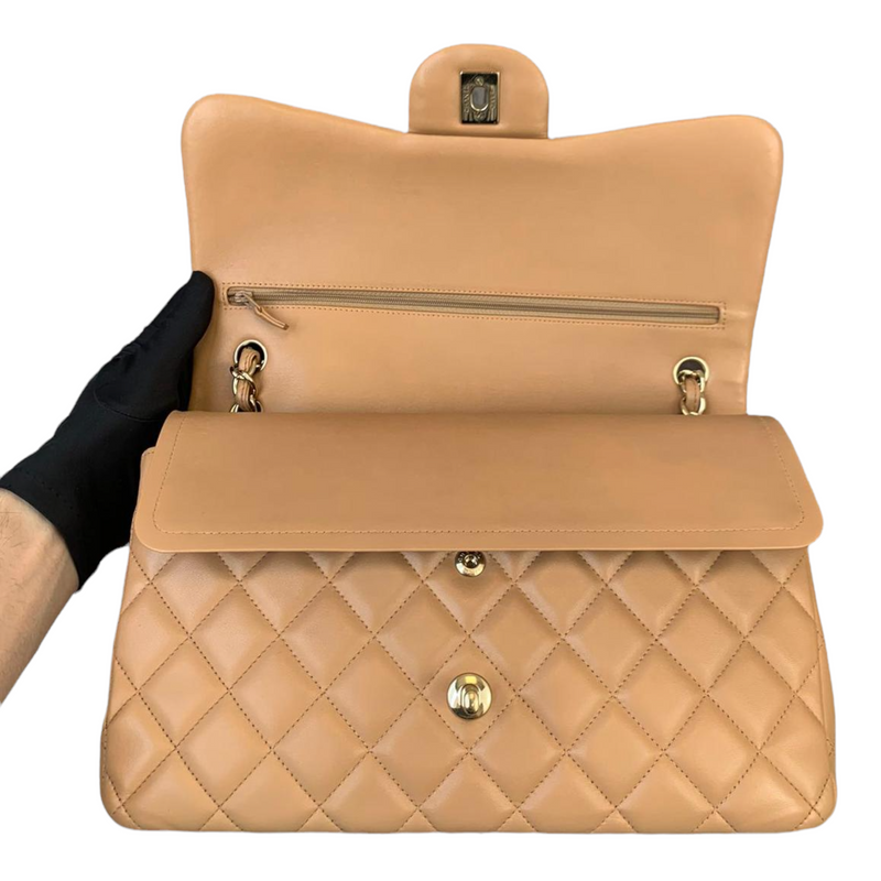 Double Flap Jumbo Dark Beige GHW
