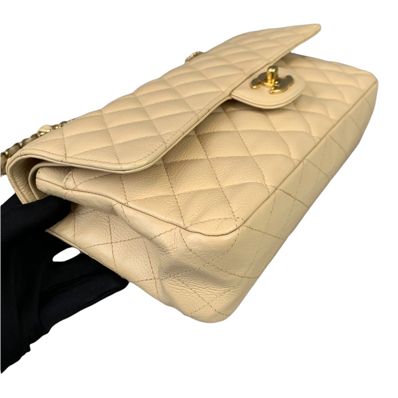 Classic Double Flap Caviar Medium Beige GHW