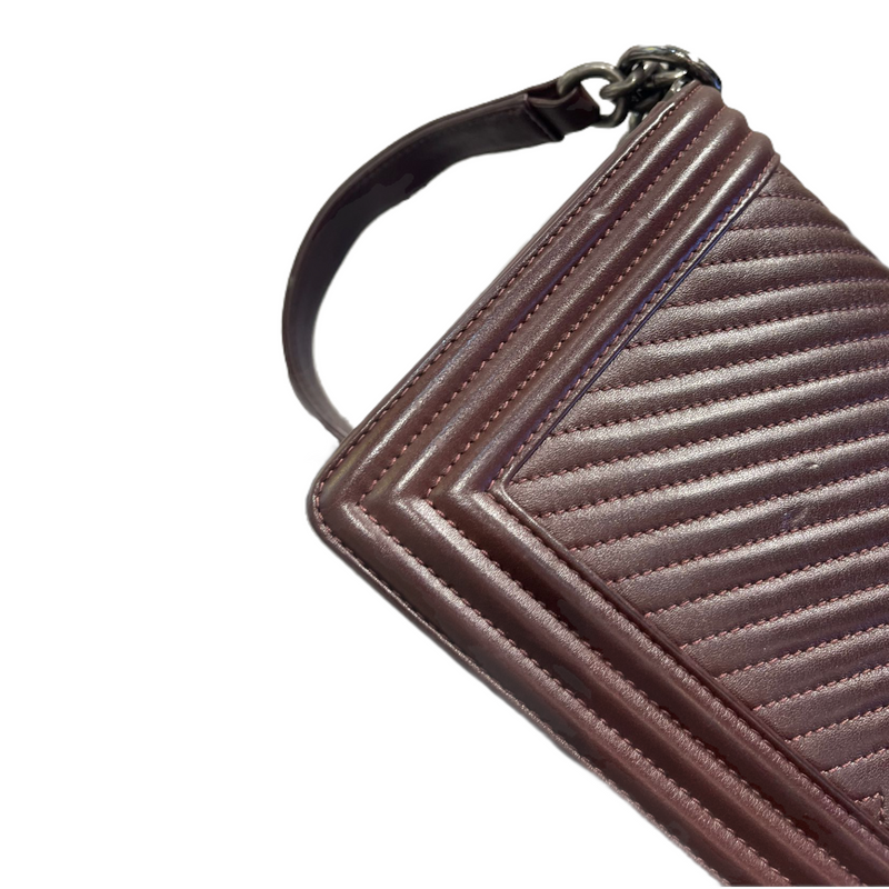 Old Medium Le Boy Chevron Lambskin Burgundy RHW