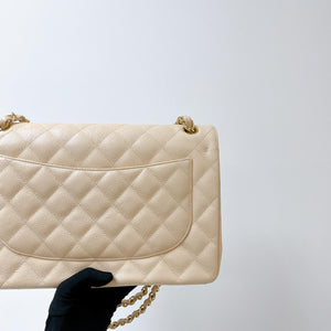 Double Flap Jumbo Caviar Beige GHW