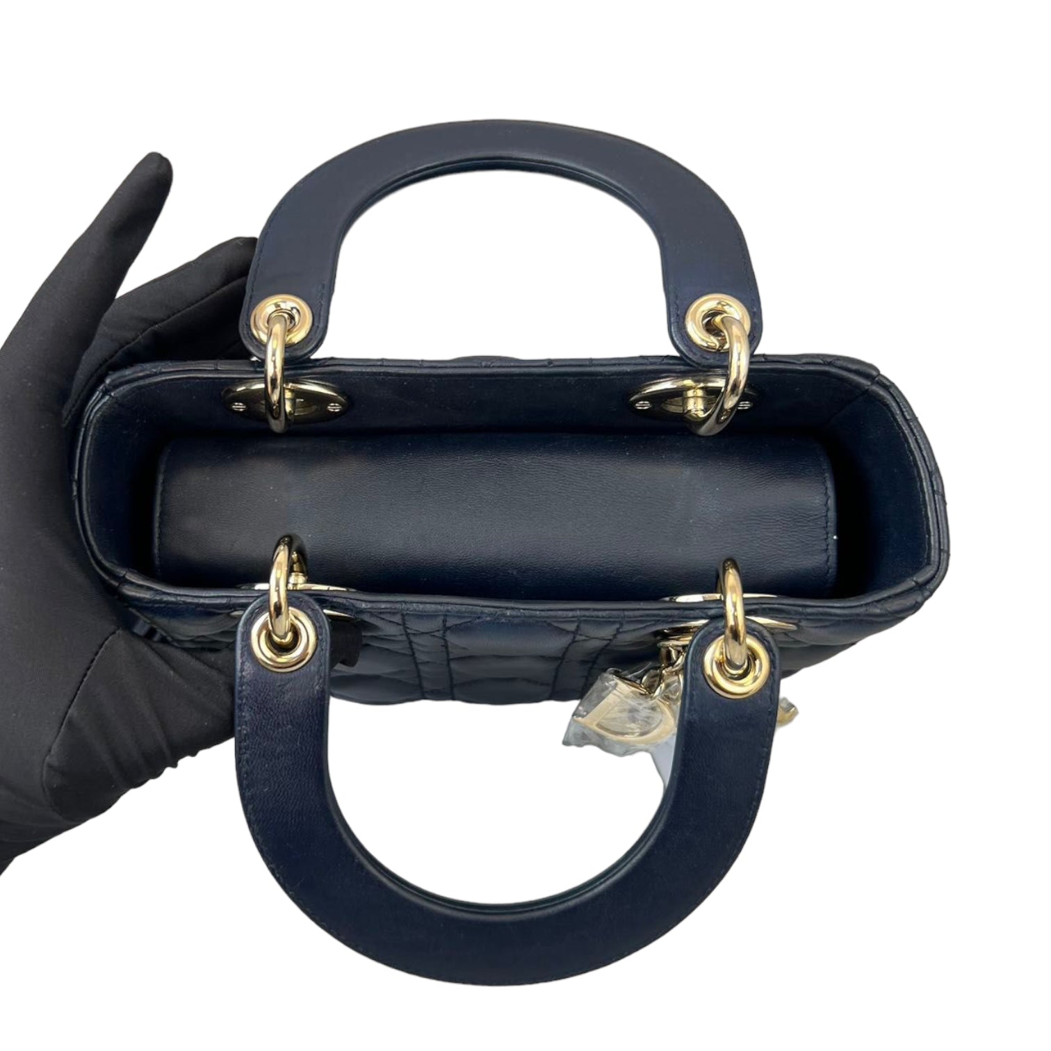 【値下可】Lady Dior バッグ　ミニ　ネイビーChristian Dior Lady Dior ディオール カナージュ LADY D-LITE ミディアムバッグ