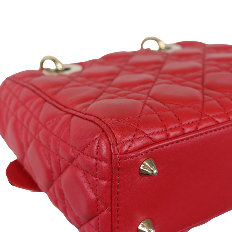 Small My Lady Dior Lucky Badges Lambskin Red GHW