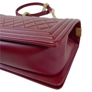 Quilted Old Medium Boy Calfskin Dark Red GHW