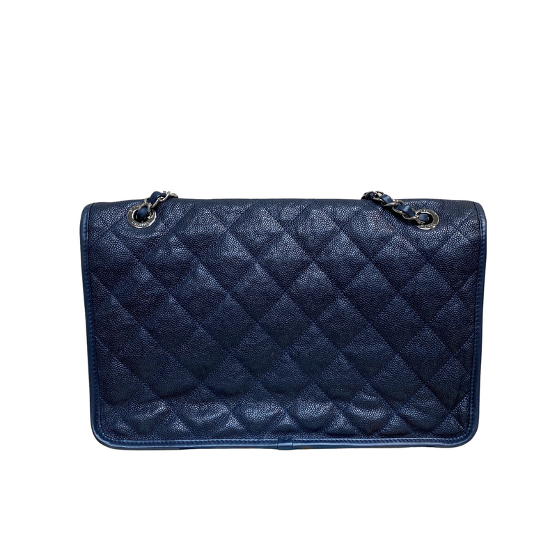 French Riviera Flap Caviar Navy Blue SHW