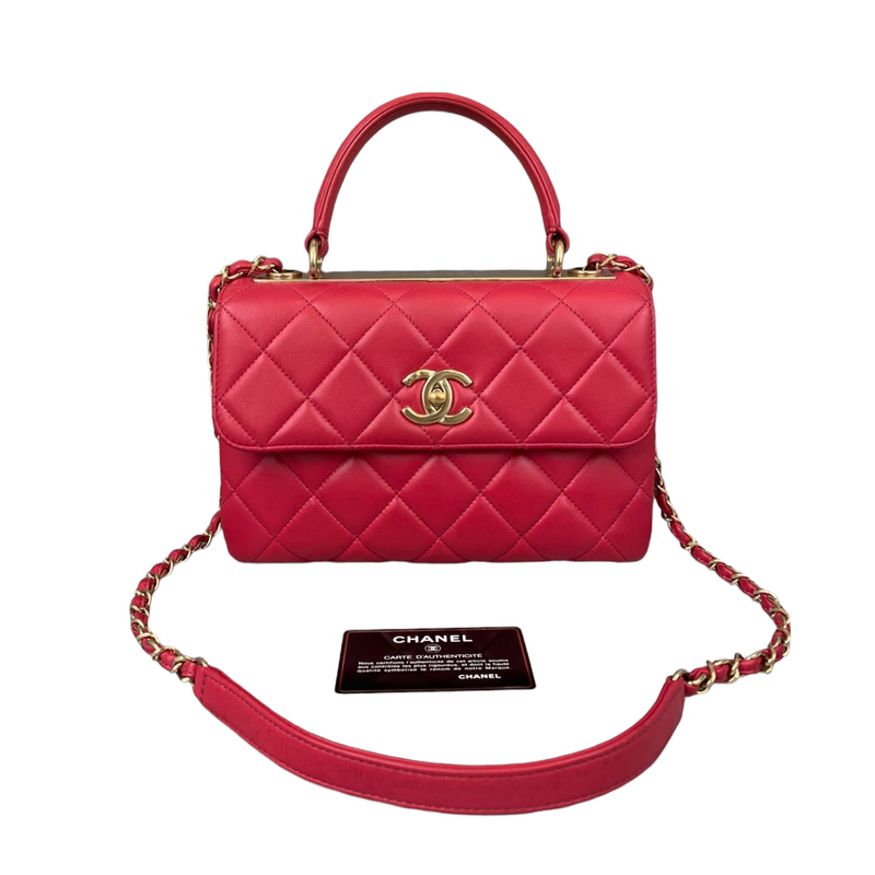 Small Trendy CC Lambskin Red GHW