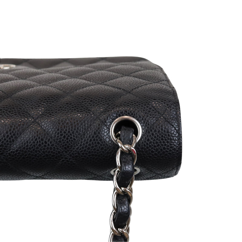 Classic Double Flap Jumbo Black Caviar SHW