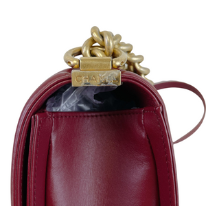 Quilted Old Medium Boy Calfskin Dark Red GHW
