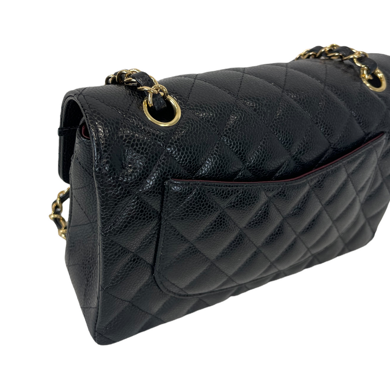 Small Classic Double Flap Caviar Black GHW