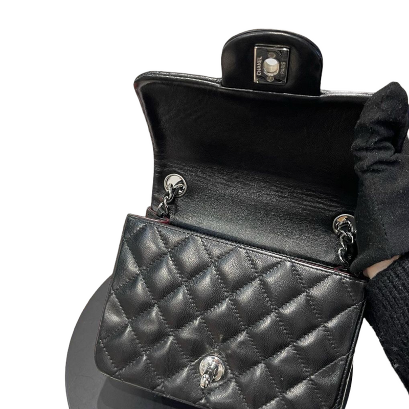 Classic Flap Square Mini Lambskin Black SHW