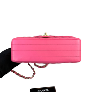 Classic Chevron Rectangle Flap Mini Lambskin Pink GHW