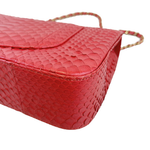 Classic Flap Medium Bag Python Red GHW
