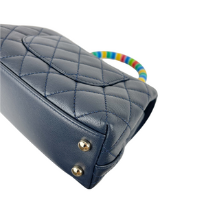 Rainbow Coco Handle Mini Lambskin Navy Blue SHW