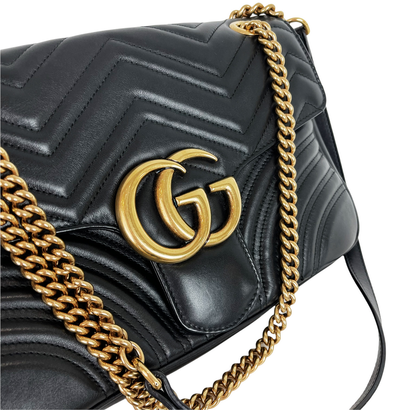 GG Marmont Black Calfskin Medium GHW