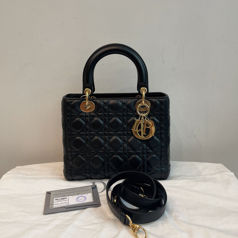 Lady Dior Lambskin Medium Black GHW