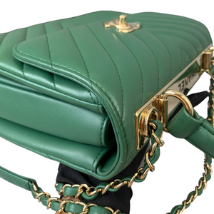 Small Trendy CC Flap Lambskin Green GHW