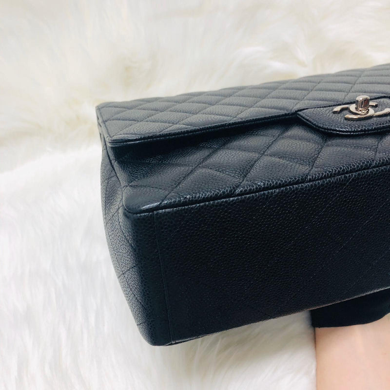 Classic Single Flap Maxi in Black Caviar Leather with SHW