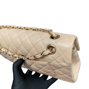 Classic Lambskin Double Flap Medium Beige GHW