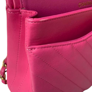 Classic Chevron Double Flap Medium Lambskin Pink GHW
