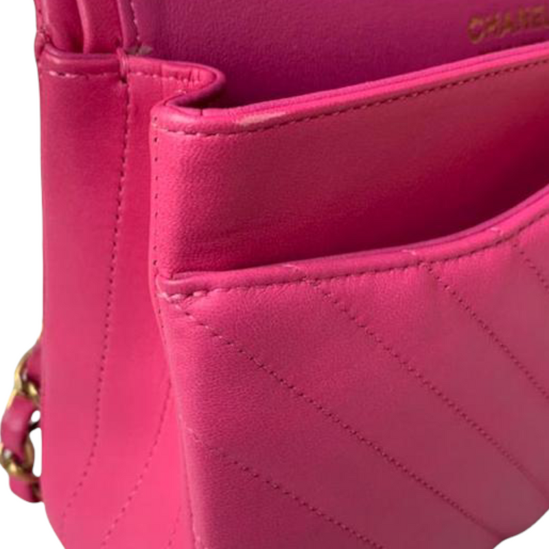 Classic Chevron Double Flap Medium Lambskin Pink GHW
