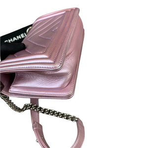 Small Boy Lambskin Iridescent Pink SHW
