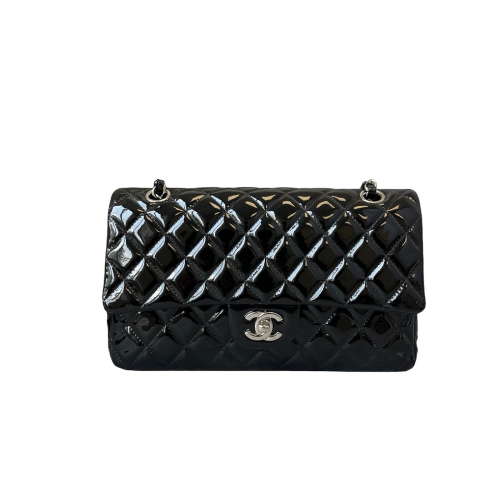 Medium Classic Flap Patent Black SHW