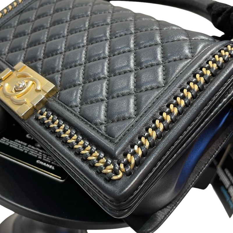 Boy Old Medium Handle Calfskin Black GHW