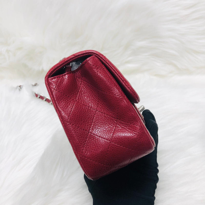 Chanel Red Woven Leather Square Flap Mini Q6B028CFR9000