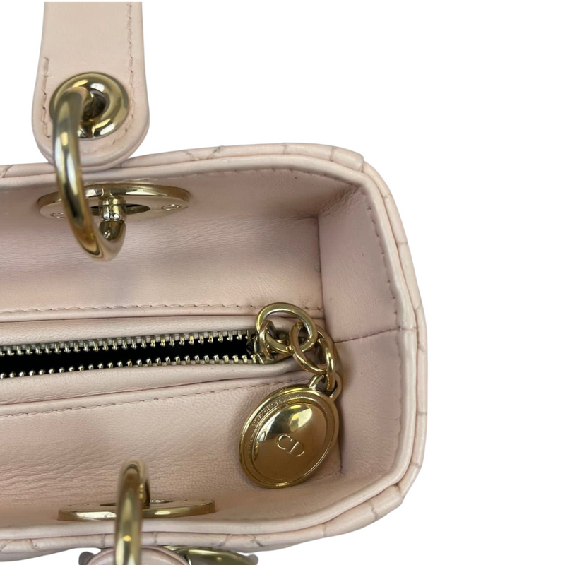 Cannage Lady Dior Medium Light Pink GHW