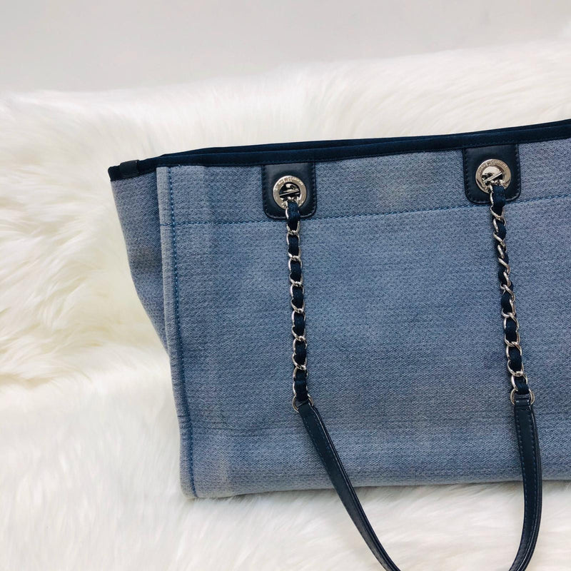 Chanel Blue Denim Deauville Bowling Bag - Yoogi's Closet