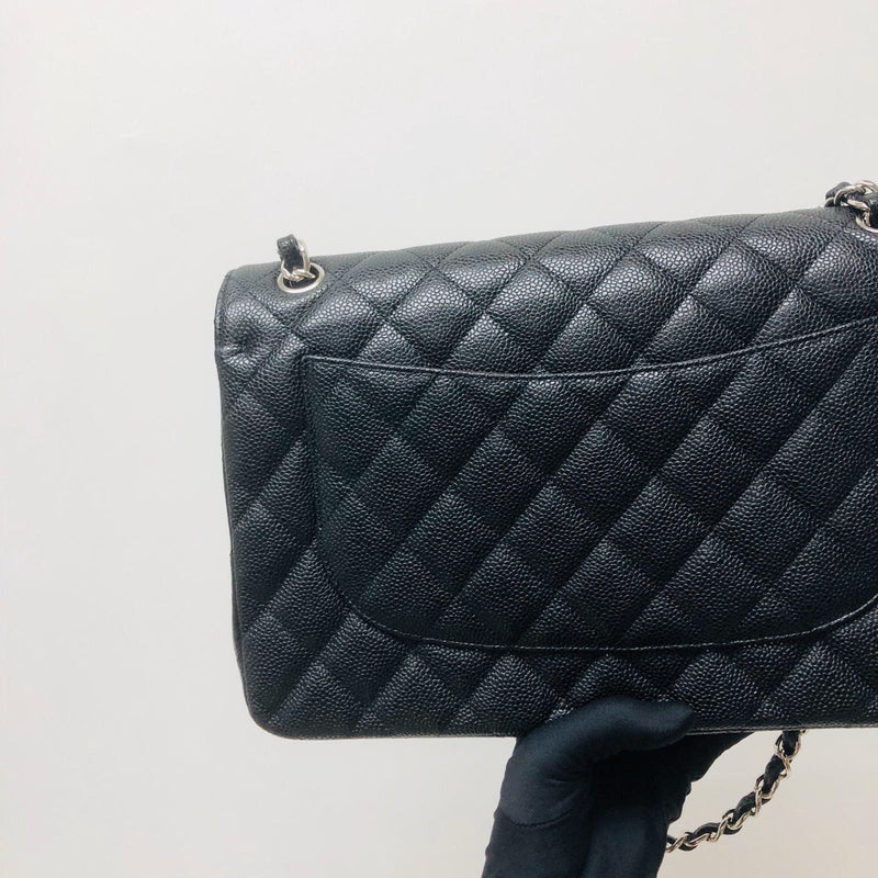 Classic Double Flap Jumbo Bag in Black Caviar with SHW