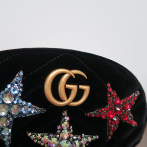 Velvet Matelasse Crystal Star GG Marmont Belt Bag