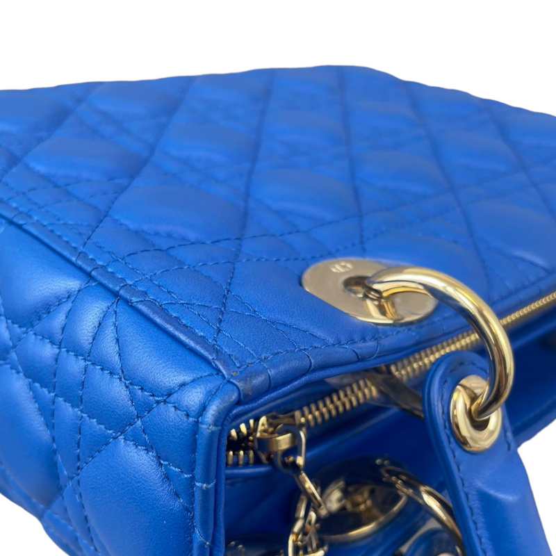 Lady Dior Medium Electric Blue Lambskin GHW