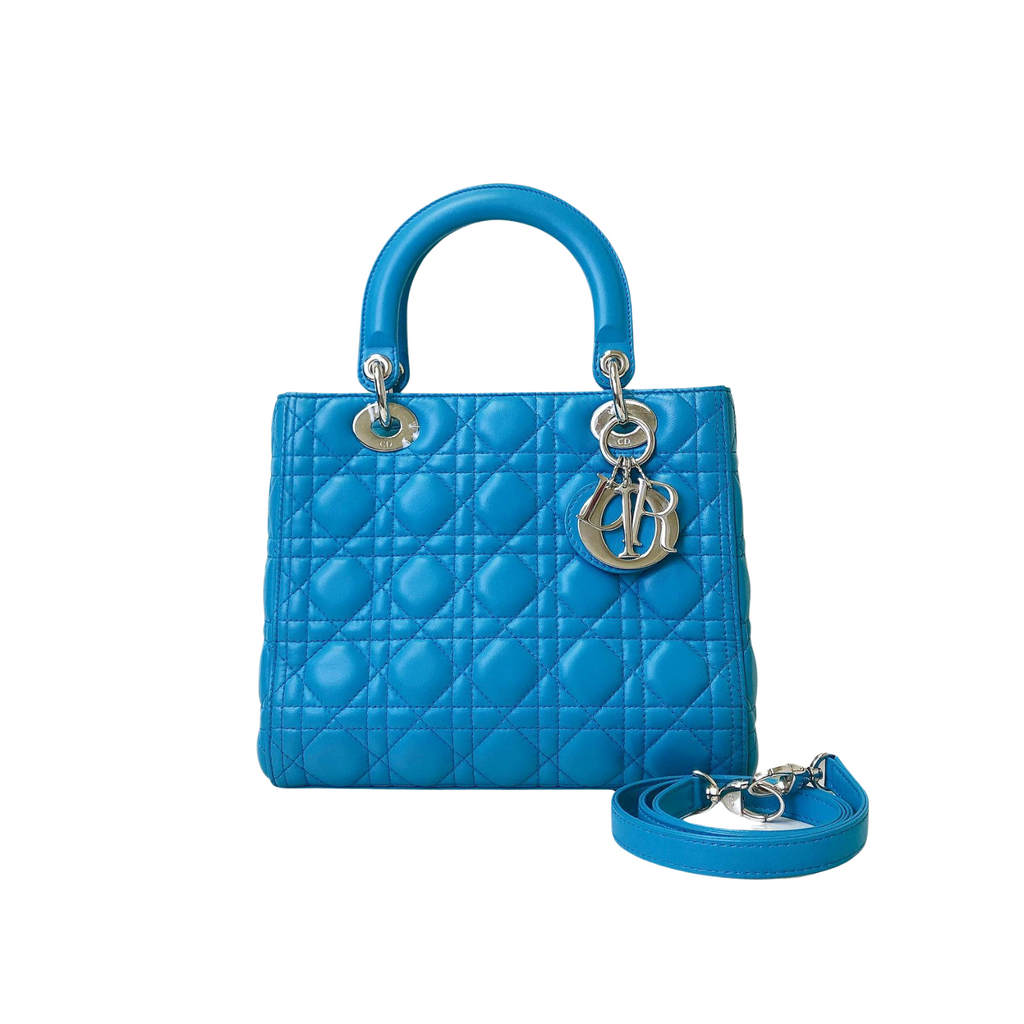 Lady Dior Lambskin Medium Blue SHW