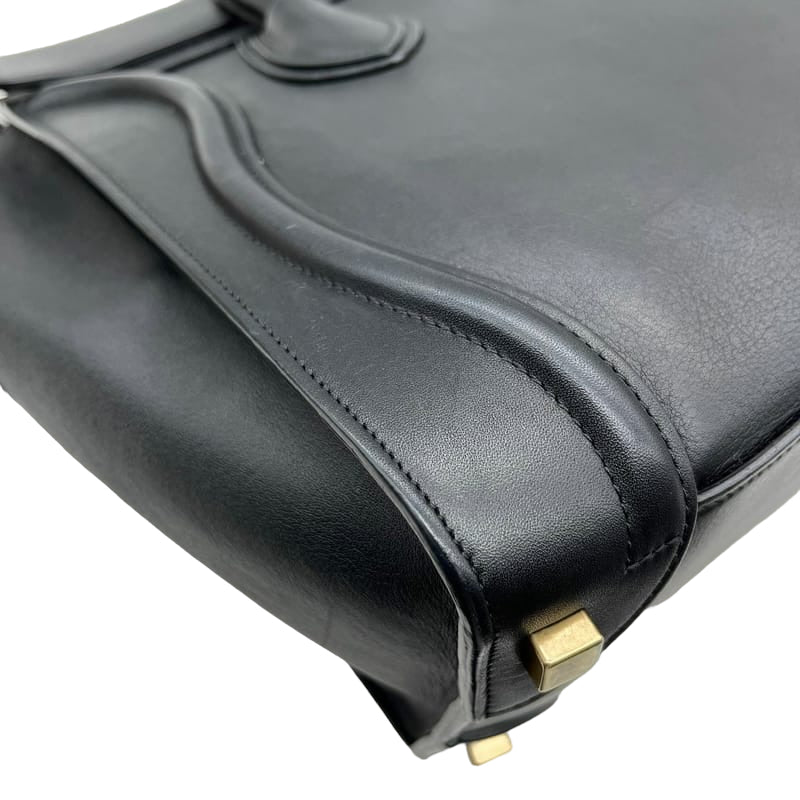 Micro Luggage Tote Smooth Leather Black SHW