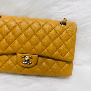 Classic Flap M/L Yellow Lambskin with GHW