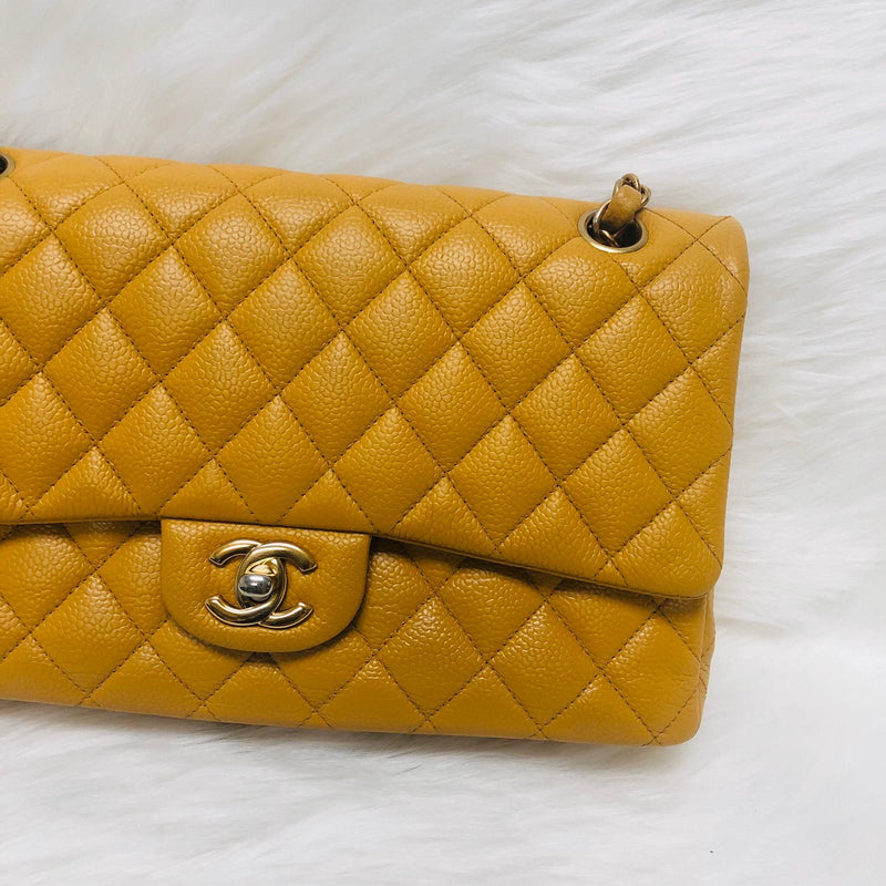 Classic Flap M/L Yellow Lambskin with GHW
