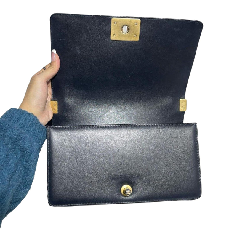 Boy Old Medium Handle Calfskin Black GHW