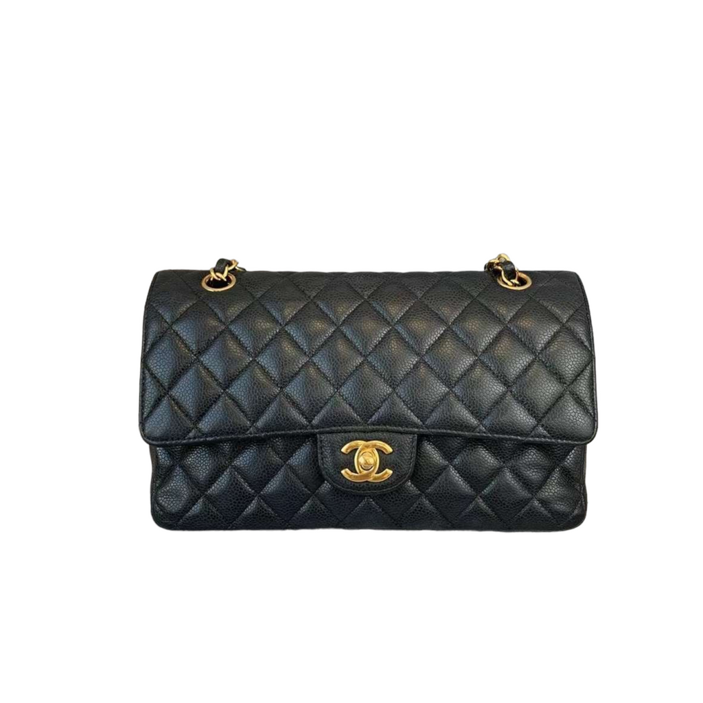 Medium Classic Flap Caviar Black GHW