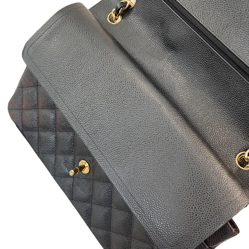 Jumbo Classic Double Flap Caviar Black GHW