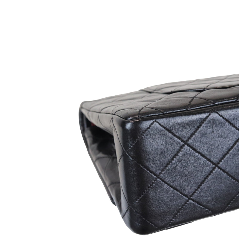 Chanel Black Lambskin Leather Medium Double Classic Flap Bag – I