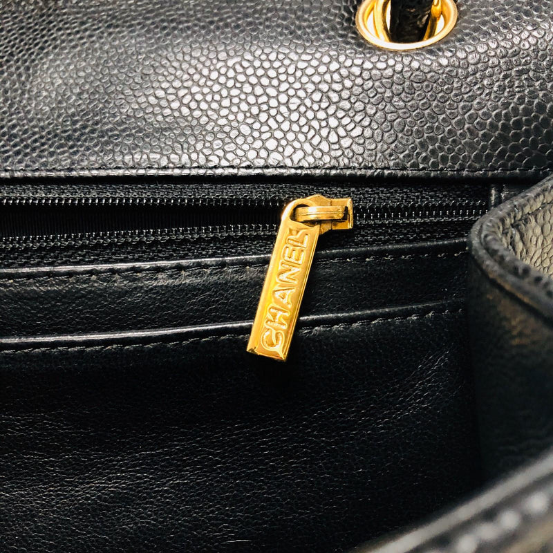Single Flap Maxi in Black Caviar Leather with GHW