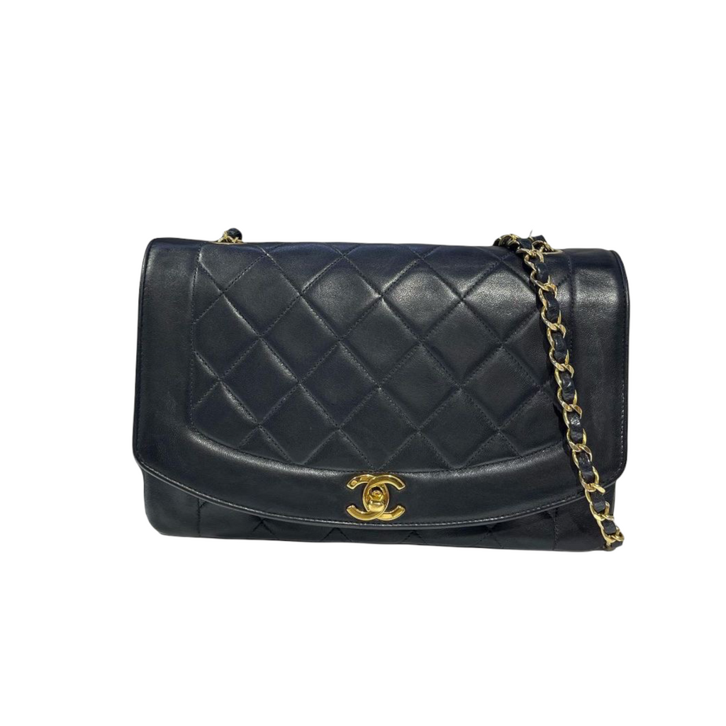 Medium Diana Lambskin Black GHW