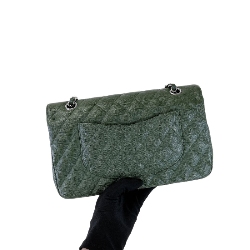 Chanel Green Caviar Medium Classic Double Flap Bag Silver Hardware –  Madison Avenue Couture