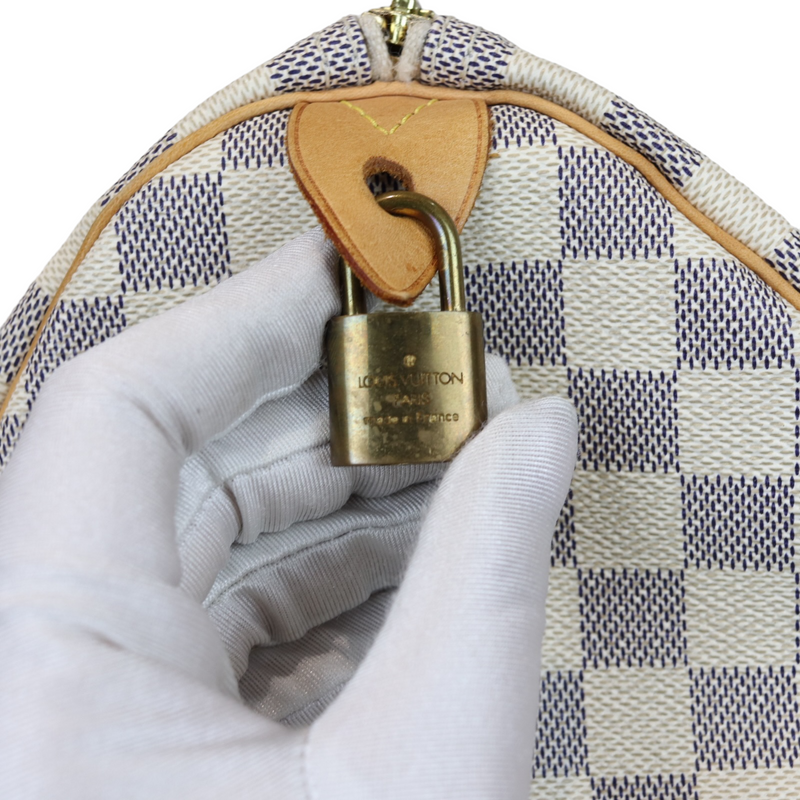 Louis Vuitton Speedy 35 Damier Azur canvas with lock and key