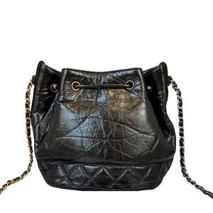 Drawstring Bucket Calfskin Black