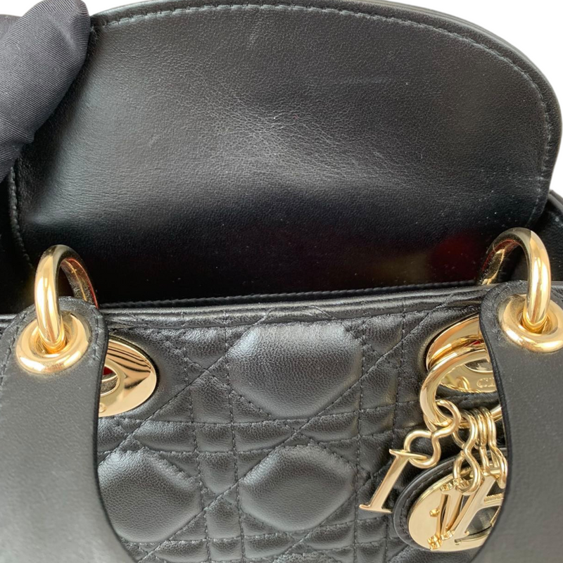 Dior Black Lambskin Medium Lady Dior Bag – The Millionaires Closet