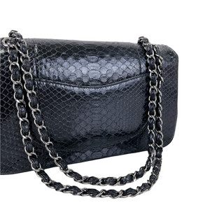 Classic Flap Medium Bag Python Black SHW