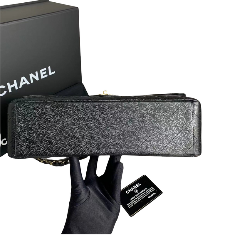 Classic Double Flap Caviar Maxi Black GHW