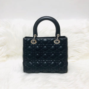 Classic Lambskin Cannage Medium Lady Dior Black Leather Bag